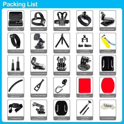 57 in 1 Action Camera Accessories Kit For GoPro Hero 12 / 11 / 10 / 9