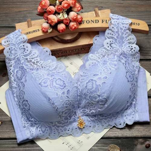 文胸薄款大碼無鋼圈內衣女加厚小胸聚攏調整型美背蕾絲背心式胸罩
