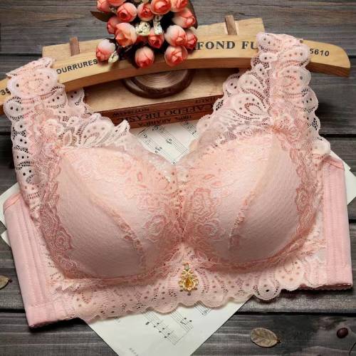 文胸薄款大碼無鋼圈內衣女加厚小胸聚攏調整型美背蕾絲背心式胸罩