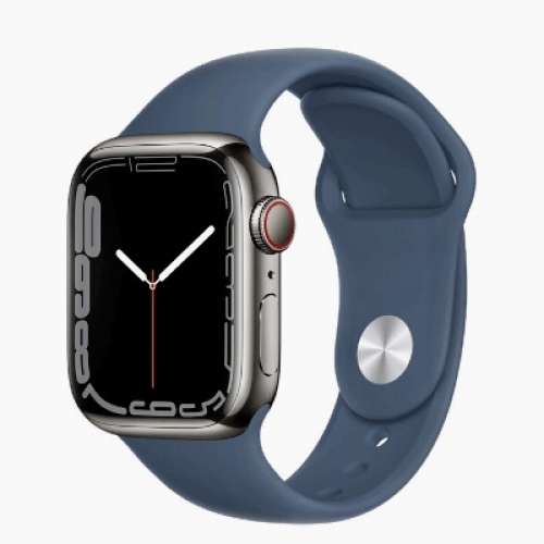 Apple 蘋果Watch Series 7 45mm GPS + 流動網絡 石墨不銹鋼錶殼配 深邃藍色運動錶...