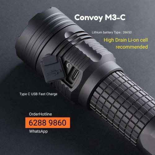 Convoy M3-C 戰術極強光手電筒加強版.配6800mAh超大容量鋰電池.4300流明.高亮度長...