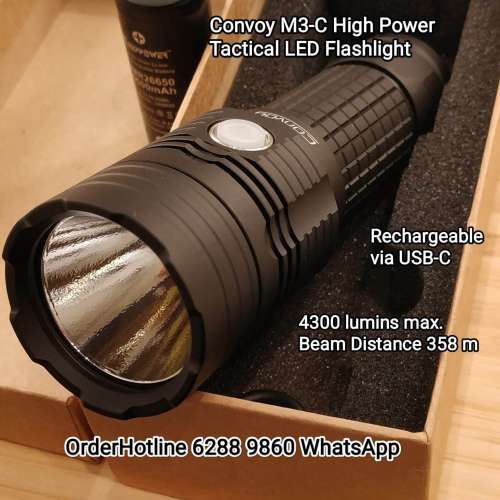 Convoy M3-C 戰術極強光手電筒加強版.配6800mAh超大容量鋰電池.4300流明.高亮度長...
