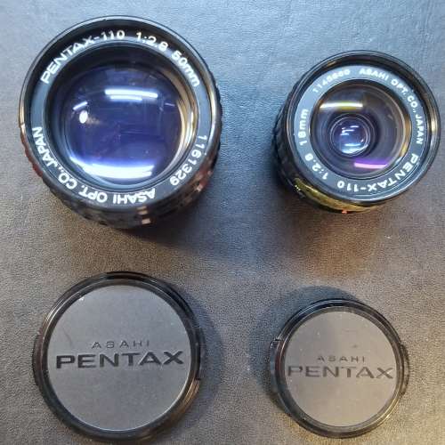 Pentax 賓得 Auto 110 單鏡反光機連18mm 1:2.8 24mm 1:2.8 50mm 1:2.8三支鏡頭 摩打...