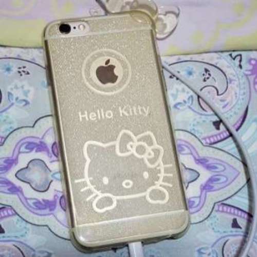 iPhone  6 細机  hello kitty 手機套透明金色