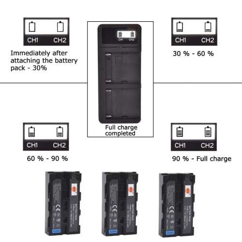 DSTE SONY NP-F330 / NP-F550 / NP-570 / NP-F590 Battery Pack (7.4V, 2900 mAh)