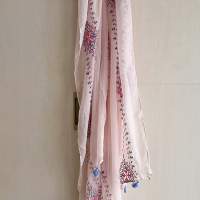 Embroidered tassel scarf
