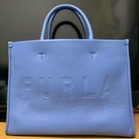 全新(NEW) 小牛皮 Furla embossed-logo leather tote bag - Blue