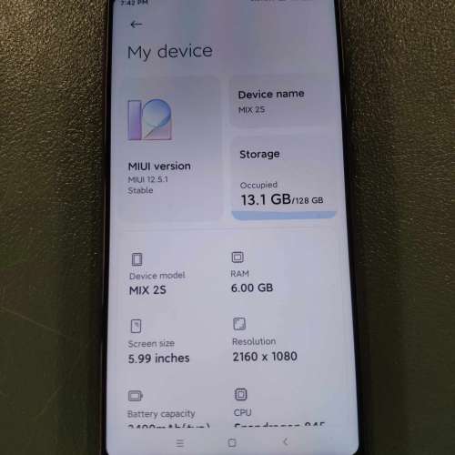 Xiaomi 小米 Mix 2S 6+128G   5.99 吋屏 5.99 inch Screen 新 New