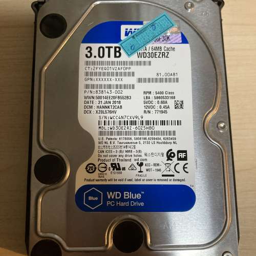 WD Blue Toshiba 3TB Harddisk 硬碟