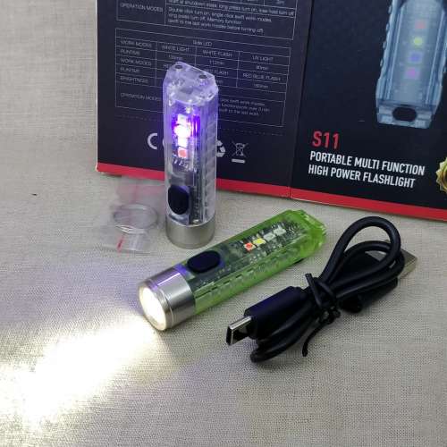 S11 EDC多功能鎖匙扣微電筒多功能 輕便攜帶。僅重18g. 前主燈400流明(Turbo). 側燈...