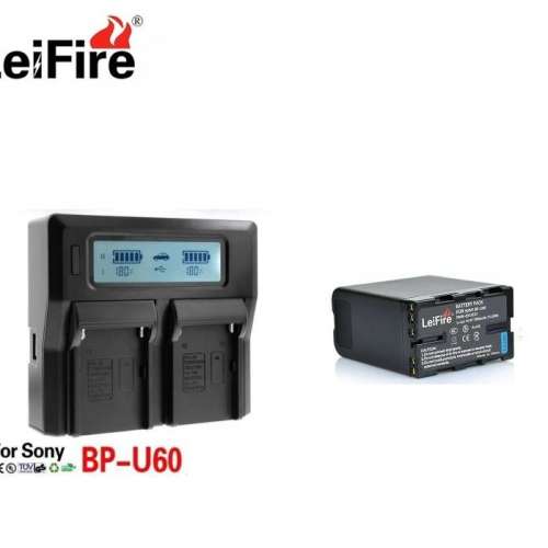 LEIFIRE SONY BP-U60 Lithium-Ion Battery Pack With Dual-Bay LCD Display Charger