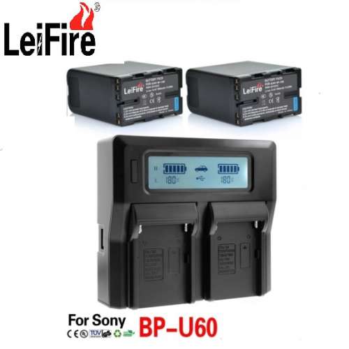 LEIFIRE SONY BP-U60 Lithium-Ion Battery Pack With Dual-Bay LCD Display Charger