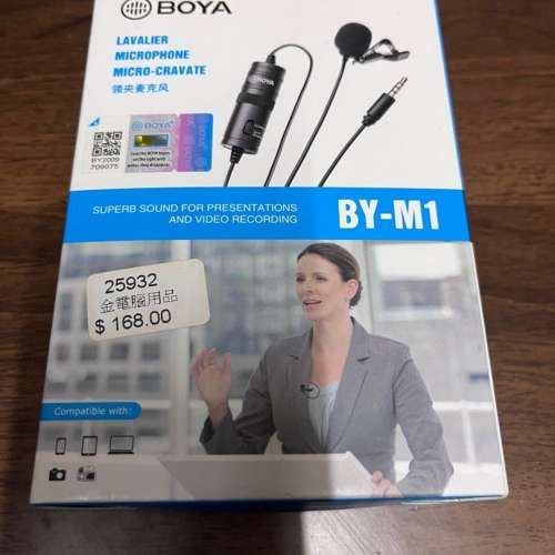 BOYA 領夾咪 collar tie clip  Lavalier Mic Microphone for recording BY-M1 3.5m...