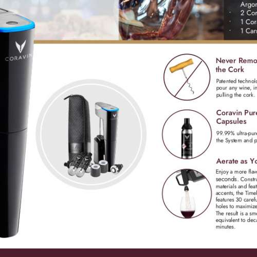 Coravin Timeless Eleven 卡拉文 11號套裝, 具連接功能的自動化取酒器