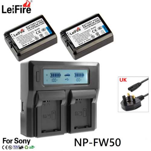 NP-FW50 Lithium-Ion Battery Pack With LCD Smart Digital Rapid Dual AC Charger