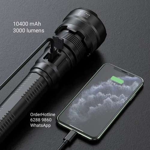 神火最新長續航時充電寶超強光電筒 SupFire Y12。3000流明。10400 mAh. USB-C直接充電