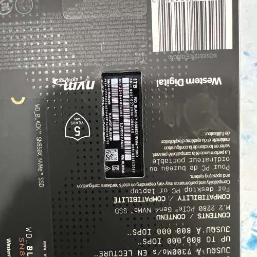 WD Black SN850X 1TB  有單 有盒 保用至2028年8月