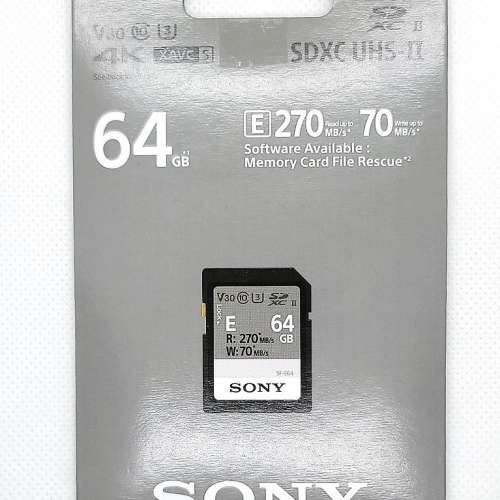 全新 Sony SF-E Series SF-E64 UHS-II SDXC 64GB