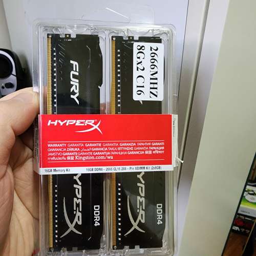 Kingston HyperX FURY 16GB ddr4 2666 8gb X 2條 只郵寄