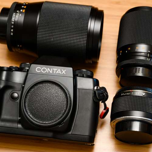 Contax RX + Carl Zeiss 40-80mm + 200mm + 2x Mutar I 全部九成以上新 sony nikon ...