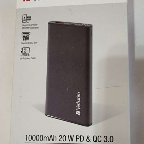 Verbatim 10000mAh 20W PD & QC 3.0 Power Pack 充電寶