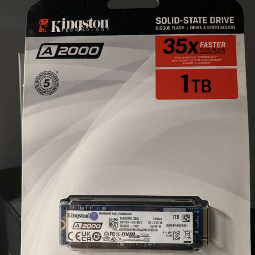 [全新 有單 未開] Kingston A2000 NVME SSD 1TB