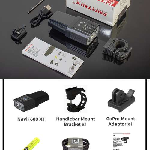 100%NEW ENFITNIX Navi1600 Smart Bicycle Front Light , Free gopro adapter