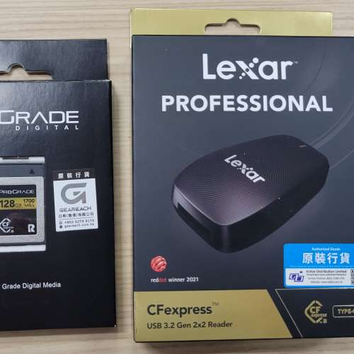 ProGrade 128GB CFexpress 記憶卡 及 Lexar 讀卡器一套