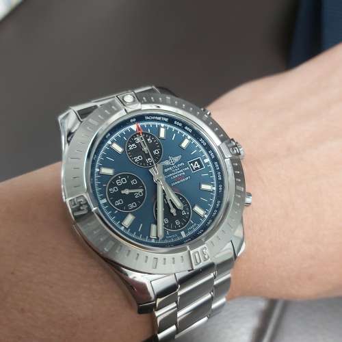 💯日本限定500隻 漂亮湖水籃面💯 BREITLING Colt Chronograph  一年錶，新淨有保用*...
