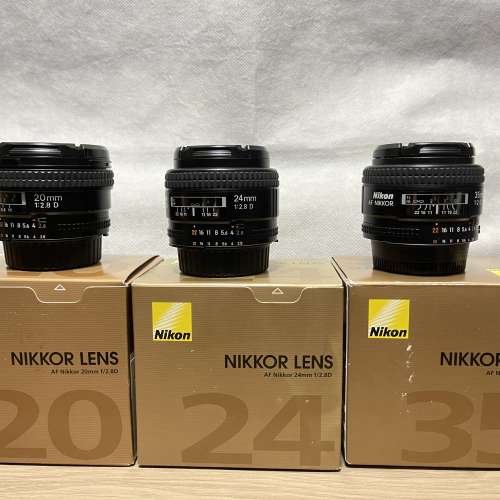 Nikon 20mm 24mm f/2.8D 35mm f/2D Made in Japan