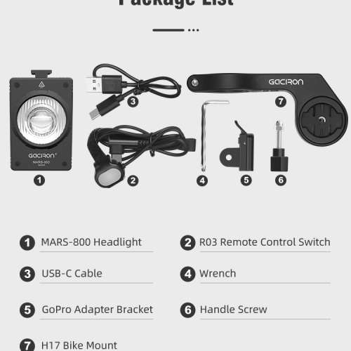 100%New Gaciron MARS-800 Bike Front Light With Cut-Off Line