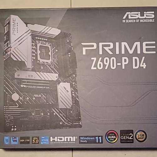 二手 盒裝行貨 Asus Prime z690-P D4 (上Intel 12/13代CPU)