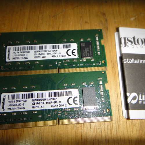 Kingston DDR4 3200 8GBx2 共16GB  SO-DIMM Notebook Ram