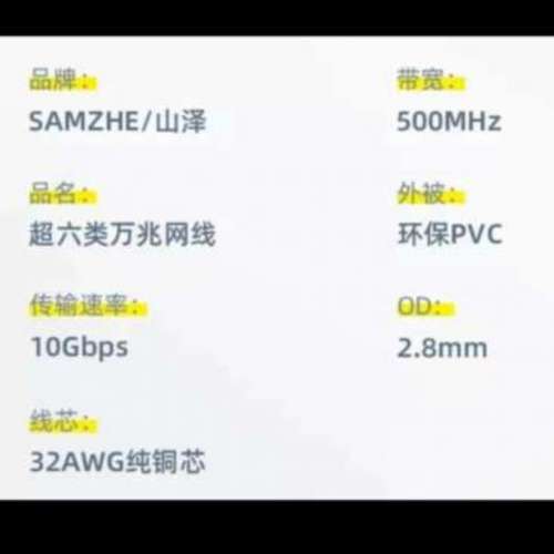 全新 Cat 6a Lan cable 超六類幼細高速網絡線 Cat6a