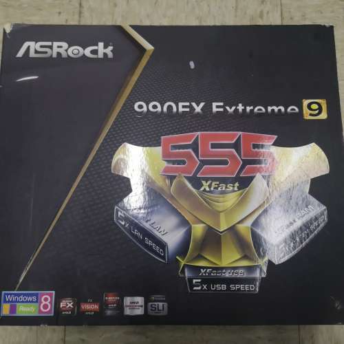 (全新盒裝AM3頂級) Asrock 990FX Extreme 9底板連全新背板配件