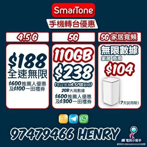 Smartone 5g 寬頻計劃 優惠月費