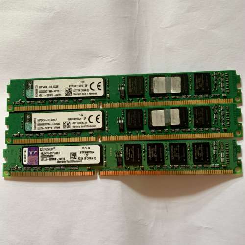 3條Kingston 4G DDR3-1600