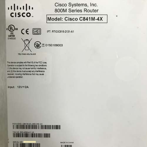 Cisco 800M Series Router  C841M-4X-JSEC/K9
