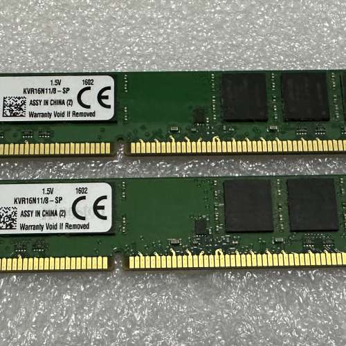 Kingston 8GB DDR3 1600Mhz x 2條 (聯強永久保用)