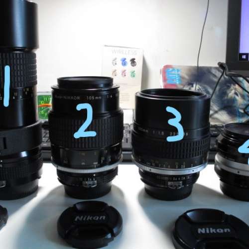 放四支Nikon原廠手動對焦Ai或Ais定焦鏡最平為=$1200