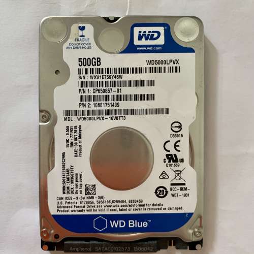 WD 2.5” 500G HDD