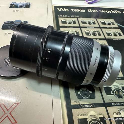 90% New Leica 200mm f4.5 Telyl Visoflex LTM Lens with hood & Box $1780. Only