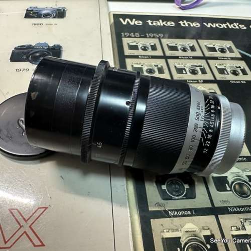 90% New Leica 200mm f4.5 Telyl Visoflex LTM Lens with hood & Box $1780. Only