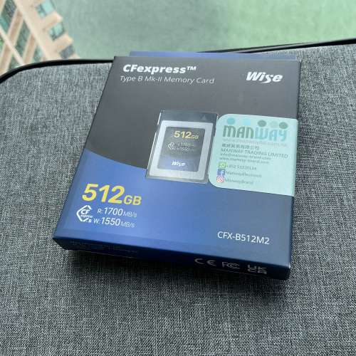 512GB CFexpress Type-B (1,700MB/s; 1,550MB/s)