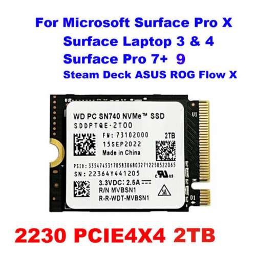 WD SN740 2TB M.2 SSD 2230 For Surface Steam Deck