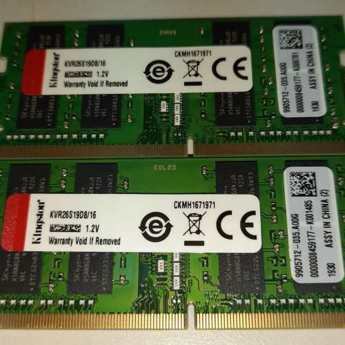 Kingston DDR4 2666 16GB x 2 32GB KVR26S19D8/16 CL19 2Rx8 Sodimm notebook Ram