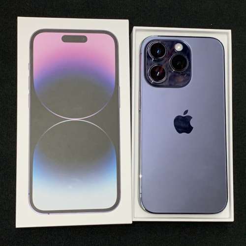 行貨 iPhone 14 Pro 128GB 紫色，無花、全齊、電100、保養到2024年4月