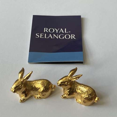 Year of Rabbit Pewter Chopstick Rests Gilded in 24K Gold(1 Pair)