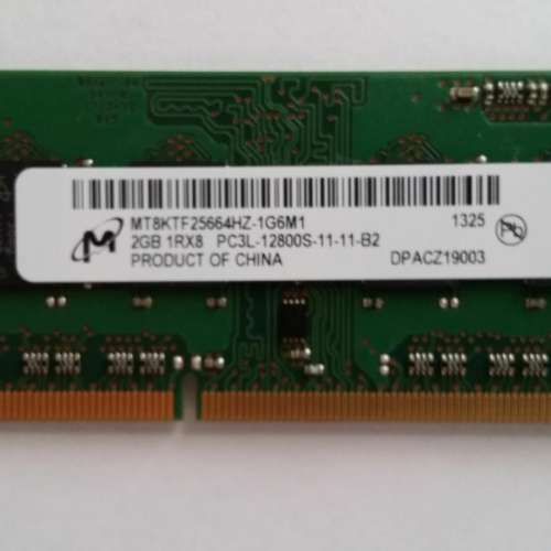 DDR3 1600 2G x 1 SODIMM notebook/手提電腦 RAM