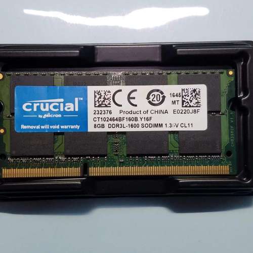 crucial 8GB DDR3L 1600 1.35V NOTEBOOK RAM